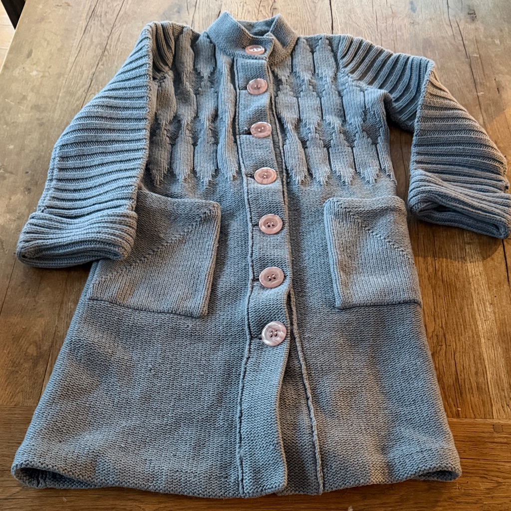 Wayne Rogers Vintage Gray/Blue Knit Cardigan